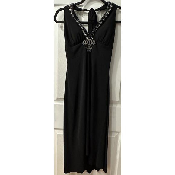 Cache Woman's Beaded Halter Top Black Dress Size 2 - Picture 1 of 7